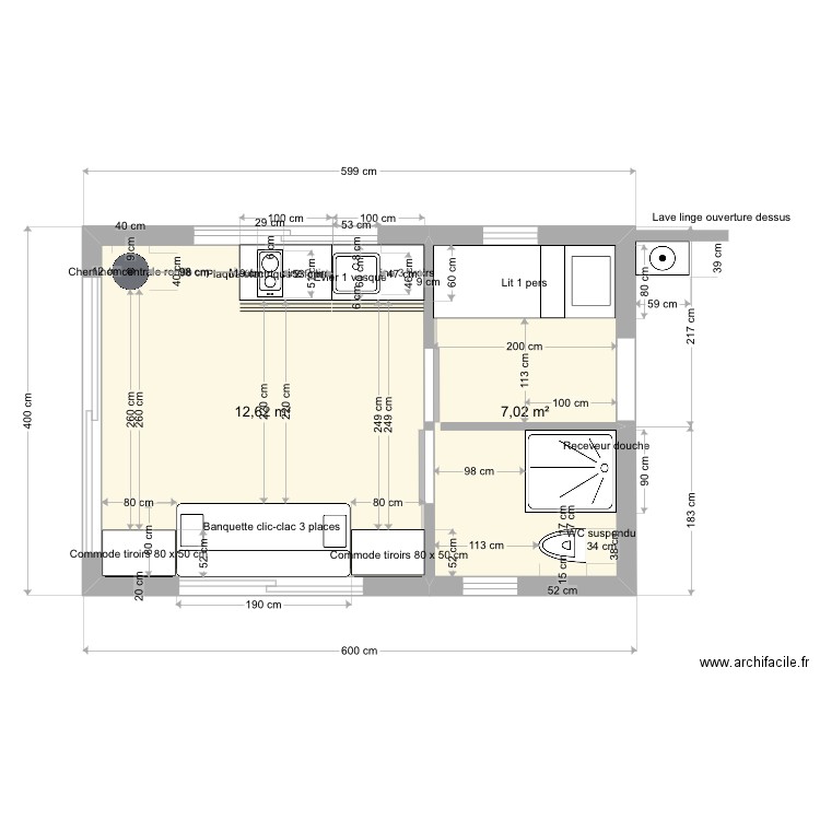 Houseboats maison. Plan de 2 pièces et 20 m2