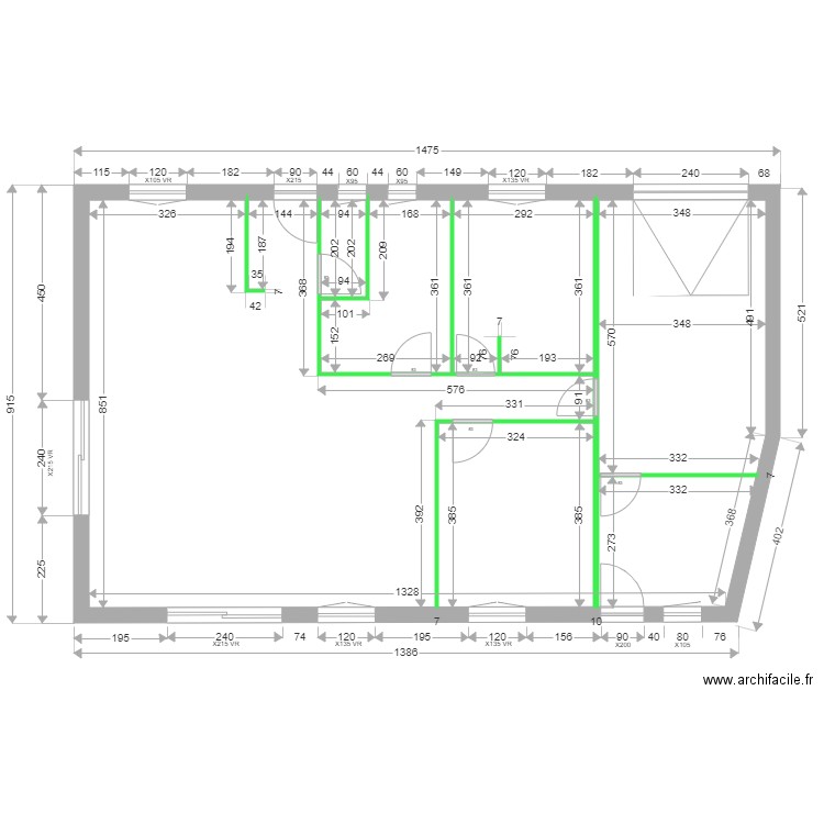 SALAGNAC CLOISONS. Plan de 4 pièces et 116 m2