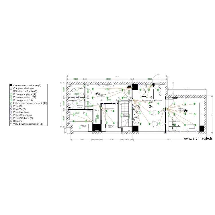 Plan Electrique Institut Liyah Paris RDC. Plan de 0 pièce et 0 m2