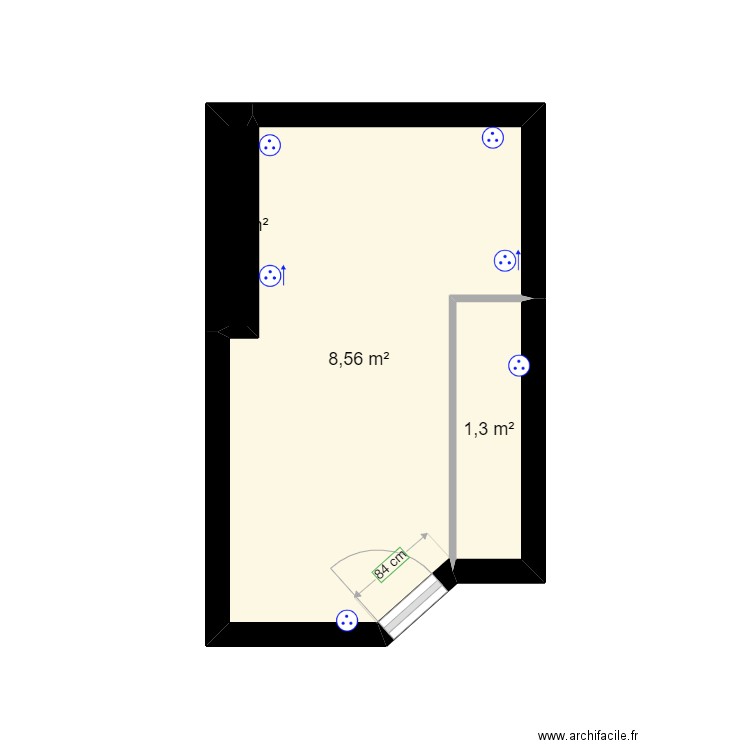 26 B e-. Plan de 3 pièces et 10 m2