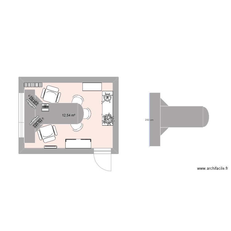 aménagement de bureau . Plan de 1 pièce et 13 m2