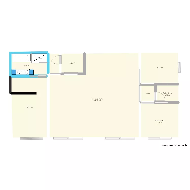 Maison kit plain pied. Plan de 