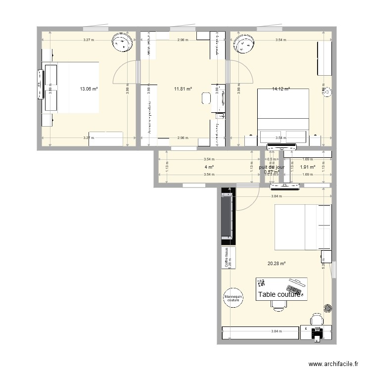 emménagement étage Montastruc option4 et 3ème ch. Plan de 0 pièce et 0 m2