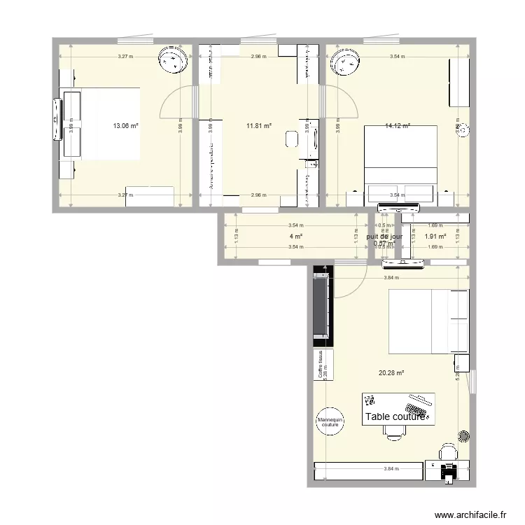 emm&eacute;nagement &eacute;tage Montastruc option4 et 3&egrave;me ch. Plan de 