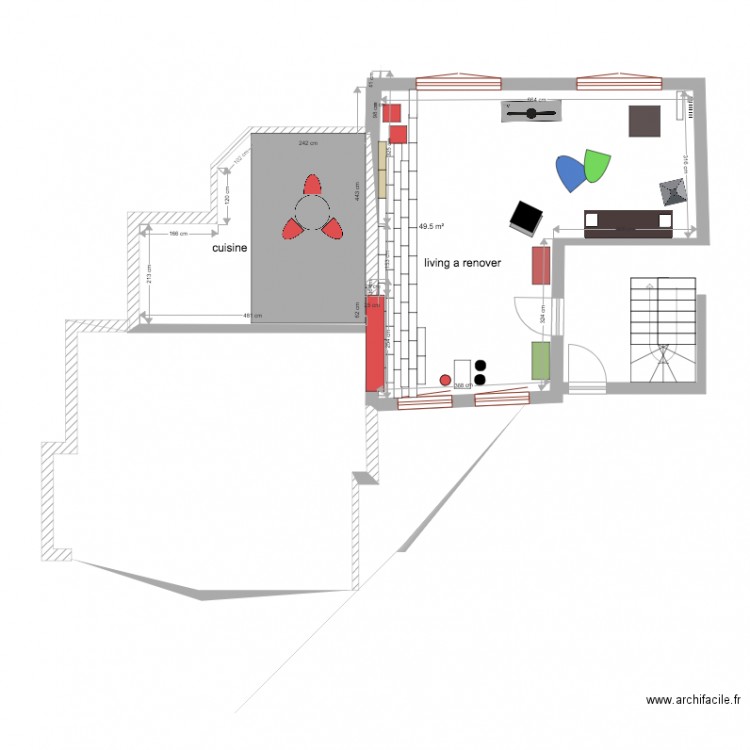 living a renover. Plan de 0 pièce et 0 m2