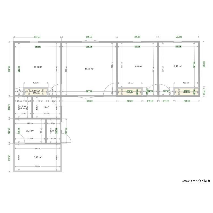 Maison secondaire2. Plan de 12 pièces et 65 m2