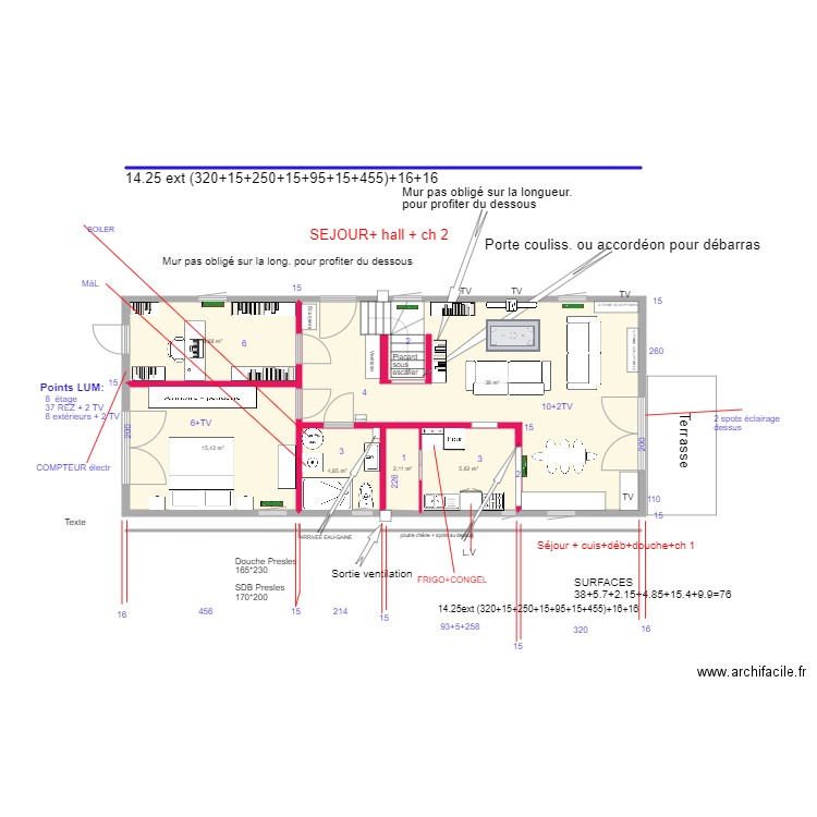 CERFONTAINE oct 21. Plan de 6 pièces et 76 m2