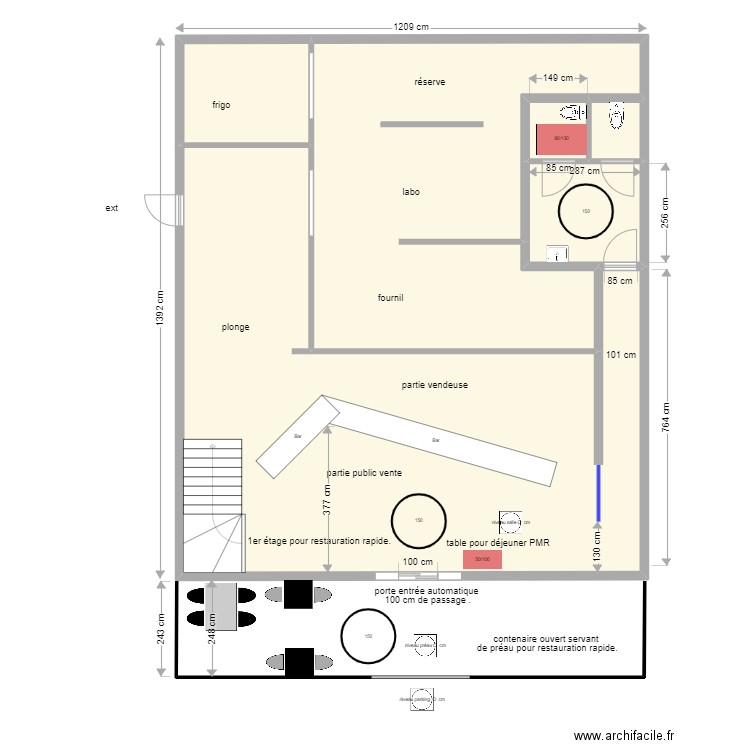 the boulangery travaux . Plan de 6 pièces et 155 m2