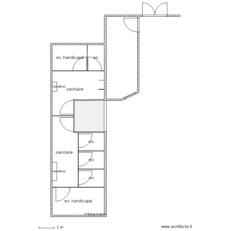 SANITAIRE PUBLIC : SITUATION APRES TRAVAUX. Plan de 0 pièce et 0 m2