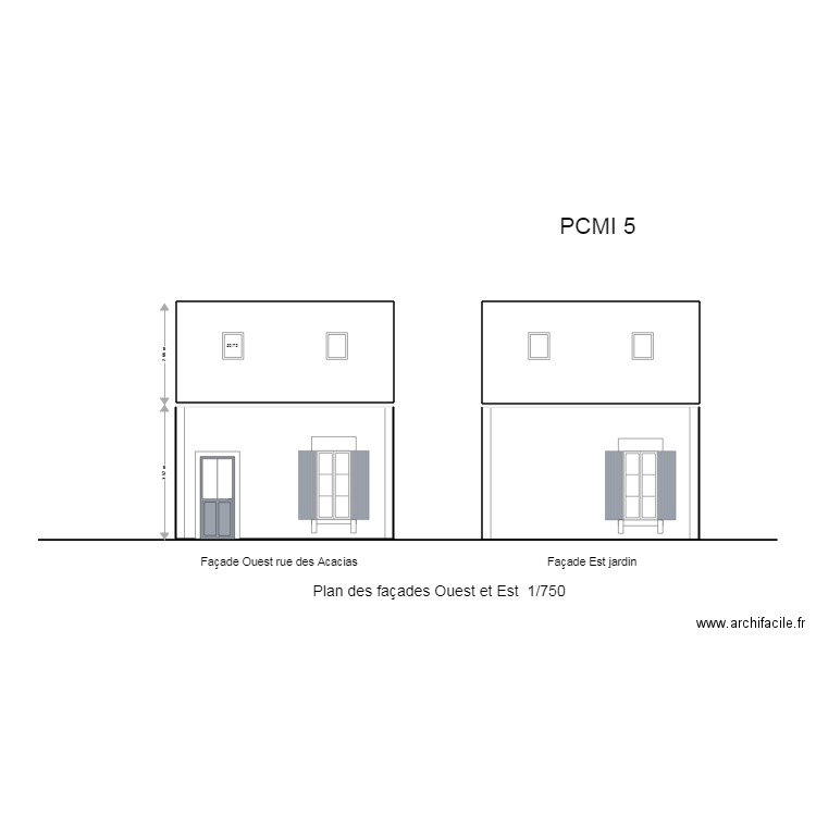 Façades Ouest et Est 750 PCMI 5. Plan de 0 pièce et 0 m2