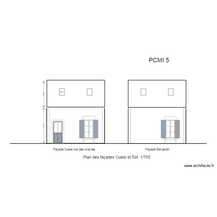Fa&ccedil;ades Ouest et Est 750 PCMI 5. Plan de 