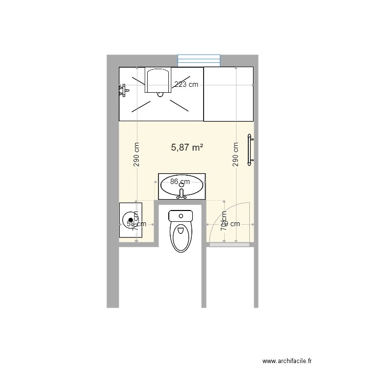 mungroo V2. Plan de 1 pièce et 6 m2