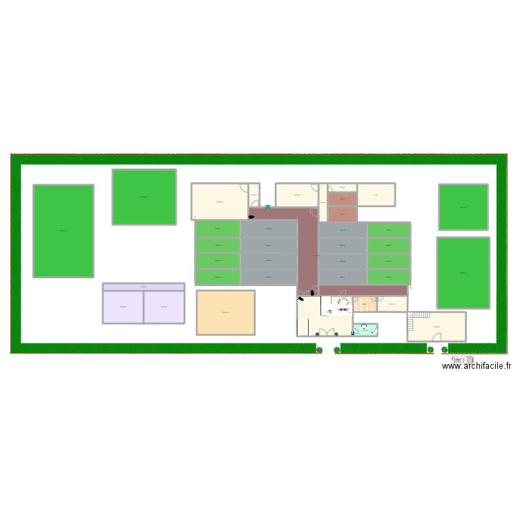 élevage. Plan de 38 pièces et 439 m2