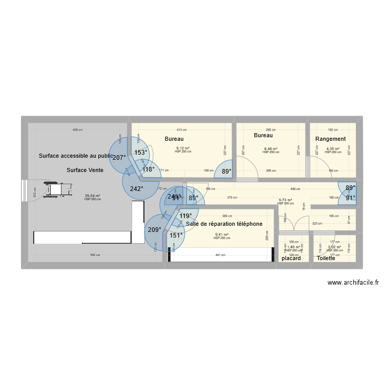 restore mobile. Plan de 8 pièces et 72 m2