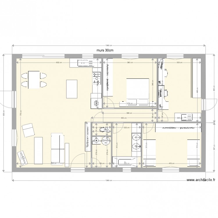 100 M2 de bases et meubles BV à 50 cm. Plan de 0 pièce et 0 m2