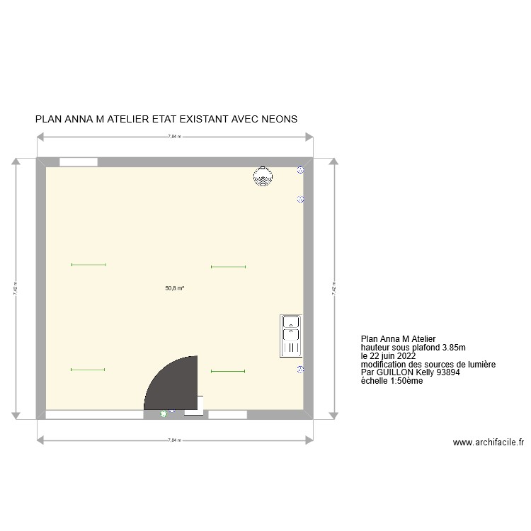 plan atelier m plan electrique . Plan de 1 pièce et 51 m2