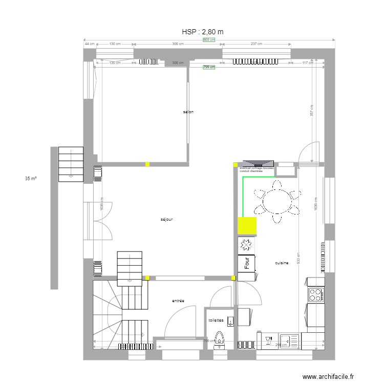 Enghien travaux rez de chaussée 13 11 2020 essai cuisine. Plan de 0 pièce et 0 m2