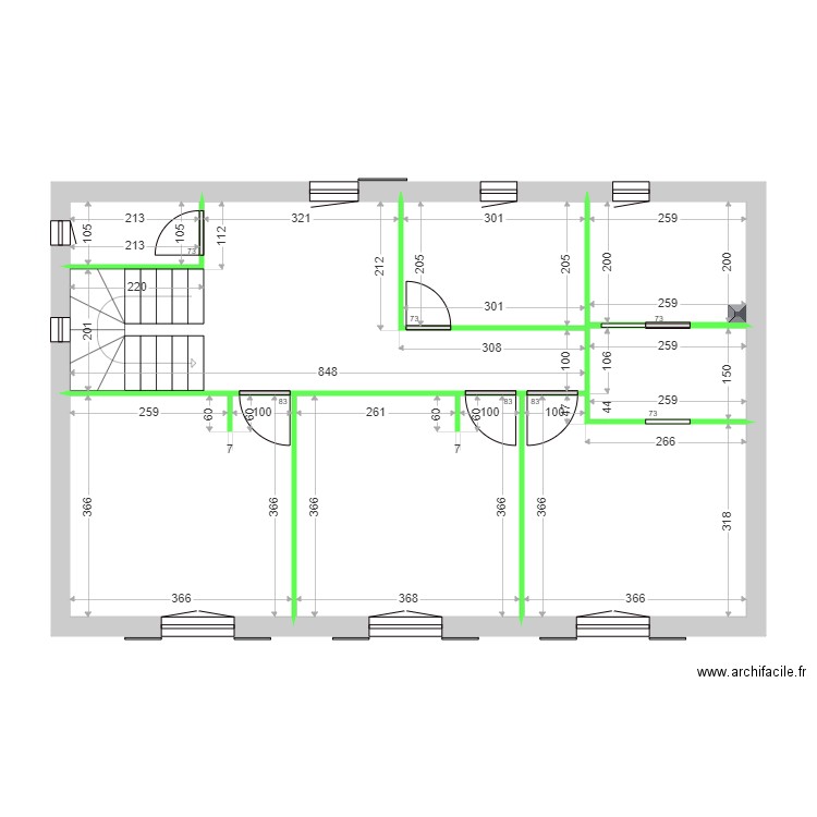 GOUMET CLOISON ETAGE. Plan de 8 pièces et 74 m2