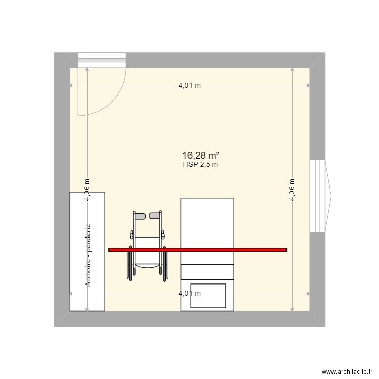 LENOBLE. Plan de 1 pièce et 16 m2