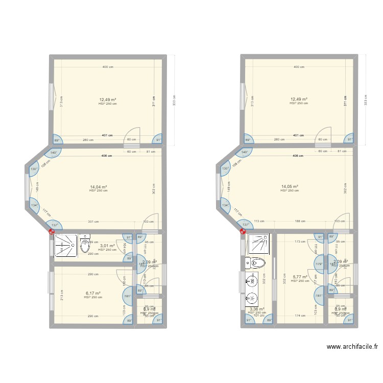 paul. Plan de 12 pièces et 77 m2