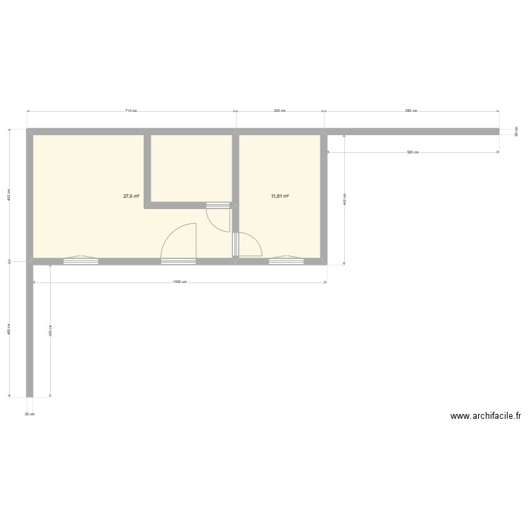 Maison Gardier Ourika. Plan de 2 pièces et 39 m2