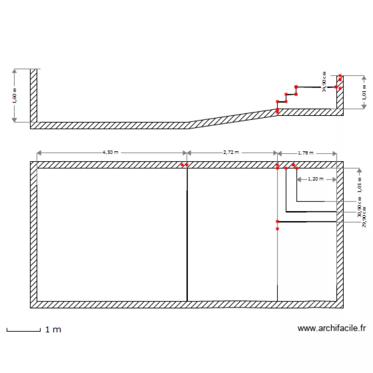 piscine escalier Sud. Plan de piscine escalier Sud. Plan de