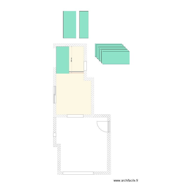 Calepinage Salle à manger. Plan de 1 pièce et 18 m2