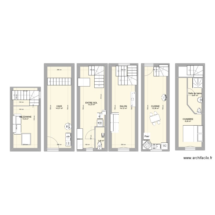 ISOLA. Plan de 8 pièces et 79 m2