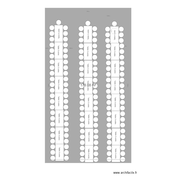 chateau mader tente 24 tables 147 place. Plan de 1 pièce et 178 m2