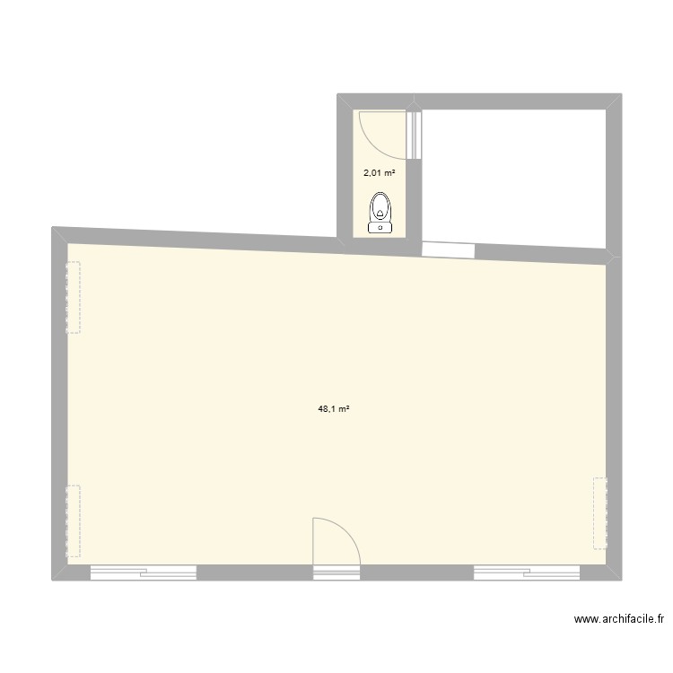 la louviere. Plan de 2 pièces et 50 m2