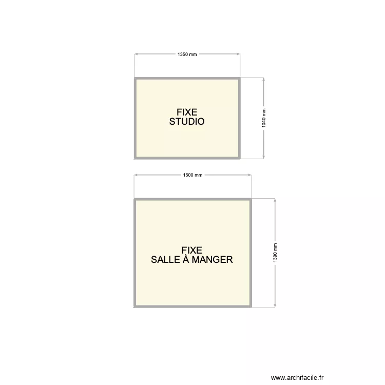 FIXES STUDIO ET SALLE &Agrave; MANGER. Plan de 2  et 3 m²