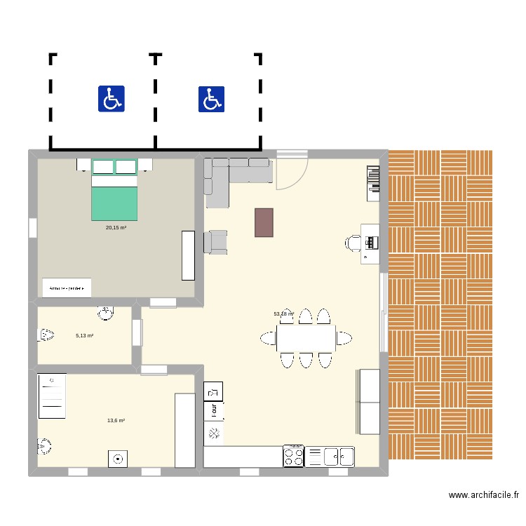 Domotique . Plan de 4 pièces et 92 m2