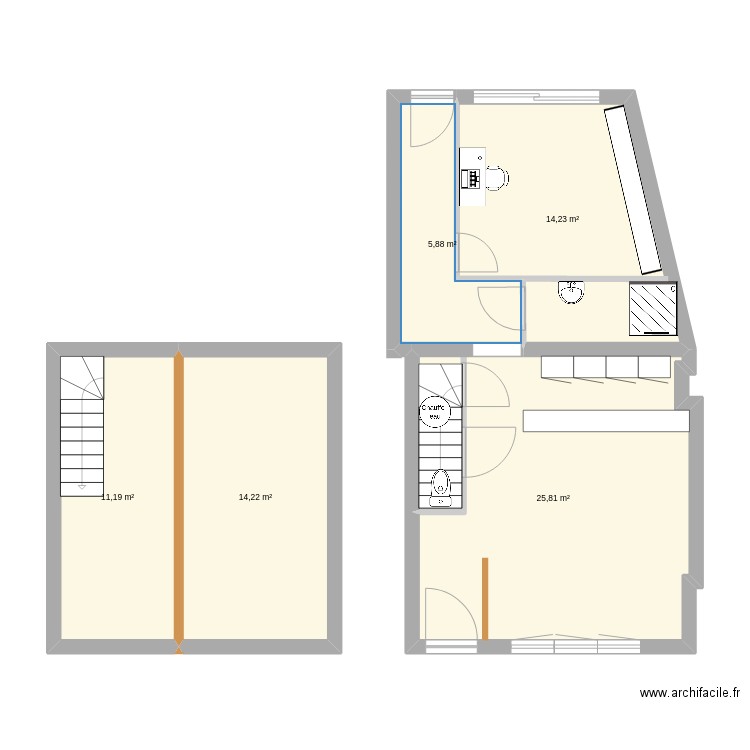 FM1. Plan de 5 pièces et 71 m2