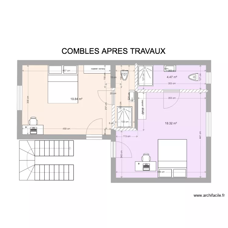 Coll&egrave;ge 162 Combles apr&egrave;s travaux V1. Plan de 