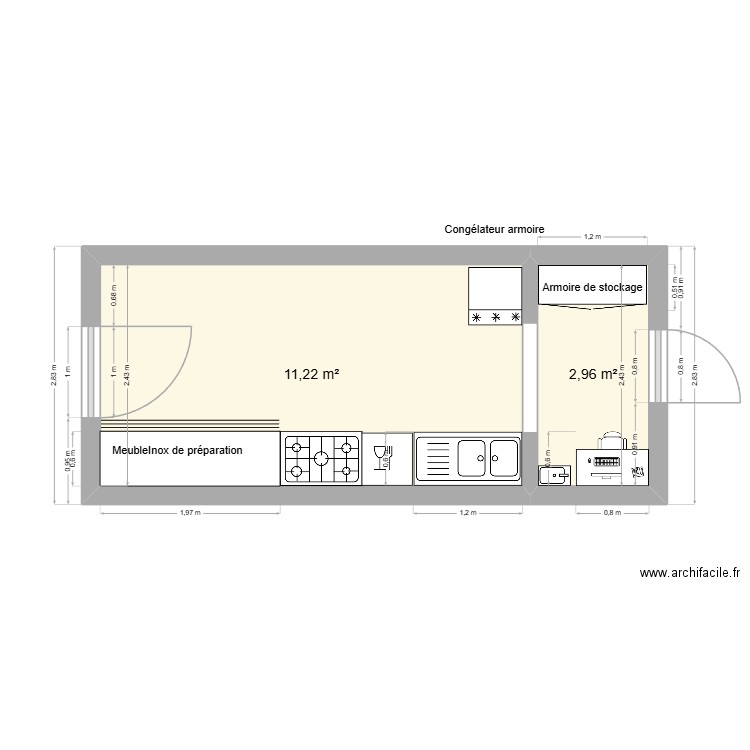 Salle de Bain edf. Plan de 2 pièces et 14 m2