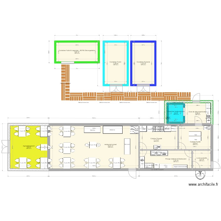 Restaurant V8. Plan de 12 pièces et 146 m2