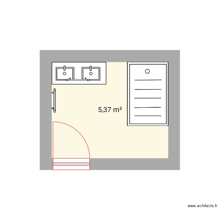 Sdb. Plan de 1 pièce et 5 m2