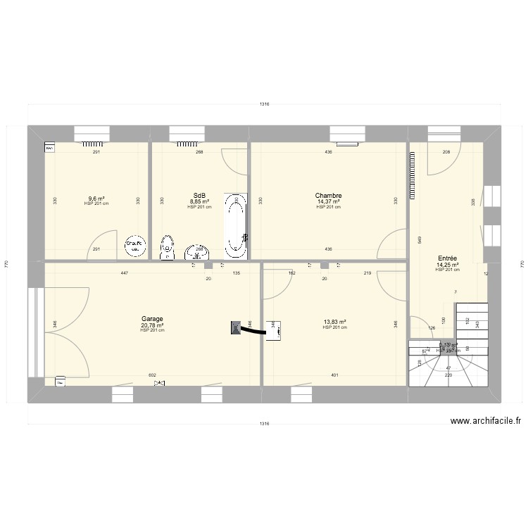 Cotations RDC existant. Plan de 0 pièce et 0 m2