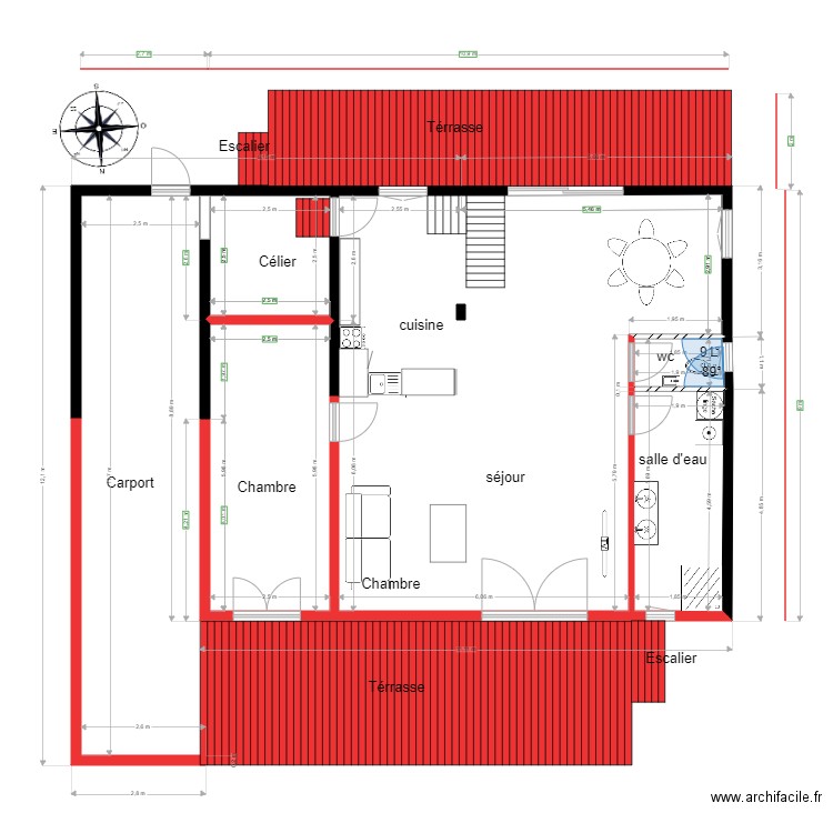 chalet 63 projet. Plan de 4 pièces et 90 m2