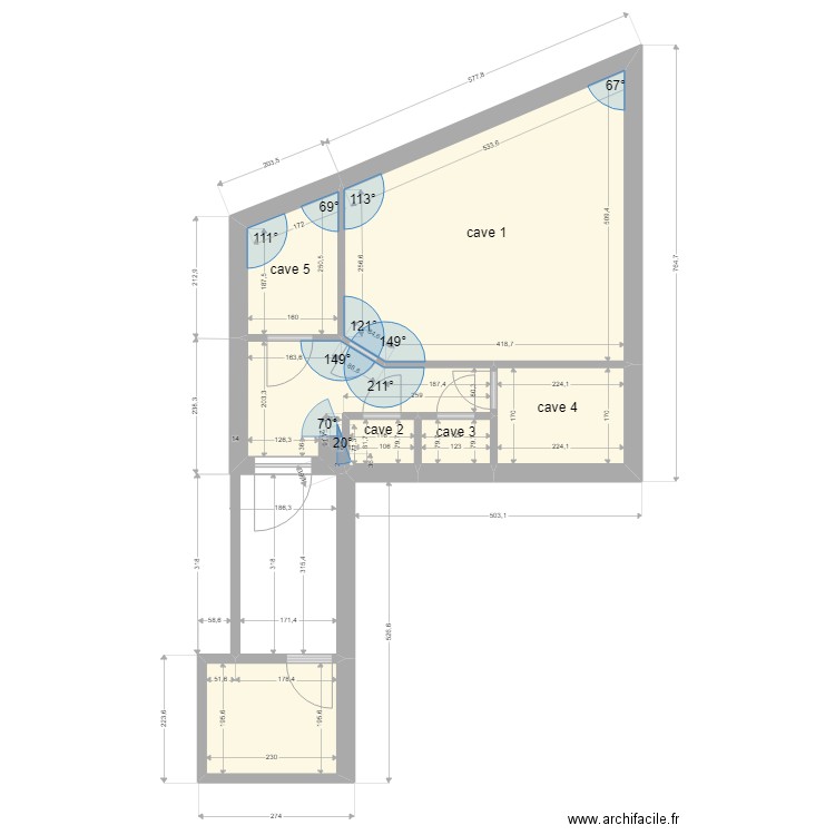 plan 5 caves ok. Plan de 7 pièces et 39 m2