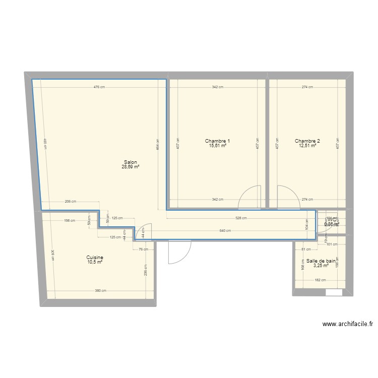 F3 Cusset. Plan de 6 pièces et 71 m2