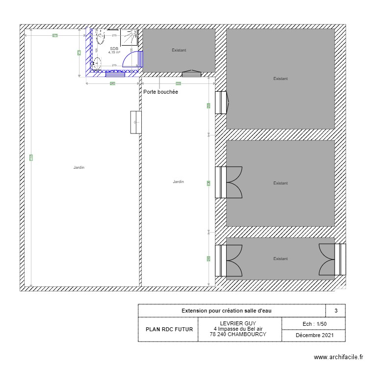 Extension SDB projet final 20122021. Plan de 13 pièces et 161 m2