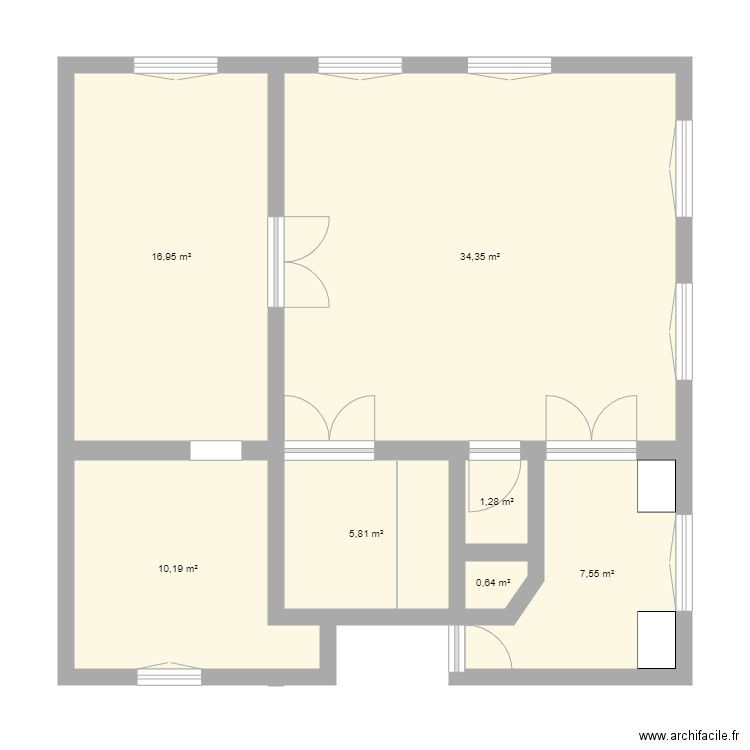 Intendance 2. Plan de 7 pièces et 77 m2