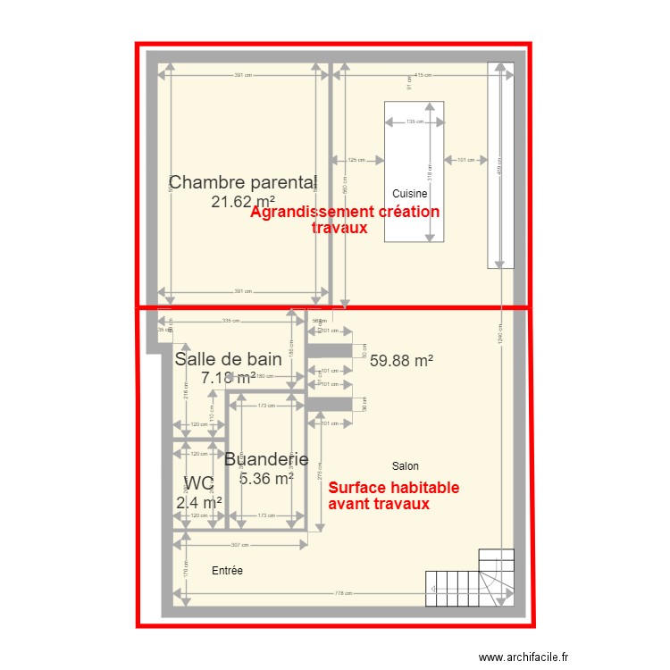 Plan RDC après travaux. Plan de 0 pièce et 0 m2