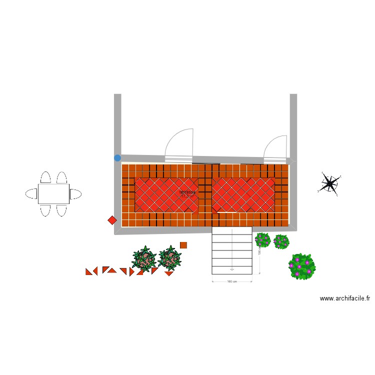 TERRASSE2. Plan de 1 pièce et 17 m2