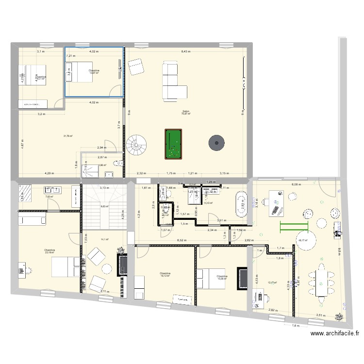Maison vigneronne. Plan de 31 pièces et 606 m2