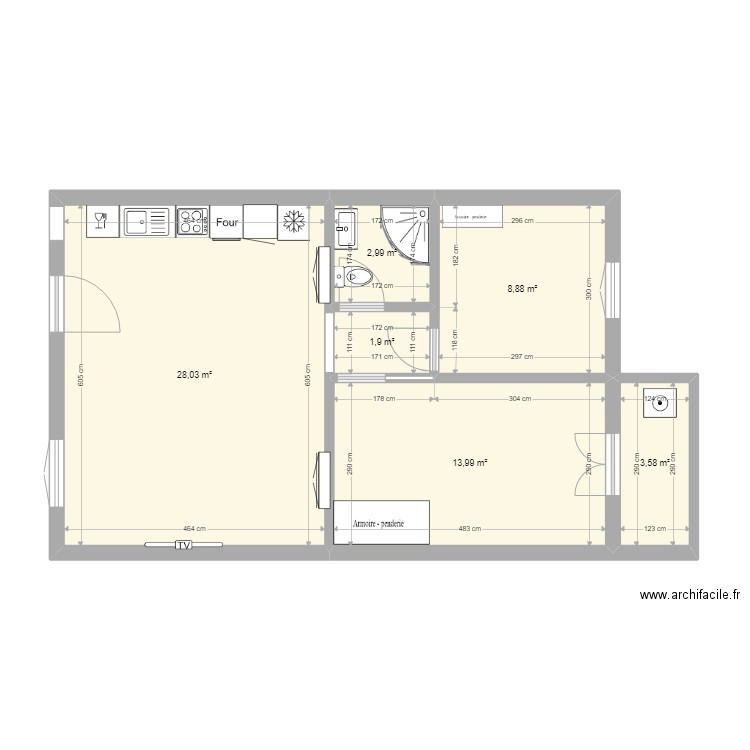 9campinchiSANSMEUBLES. Plan de 6 pièces et 59 m2