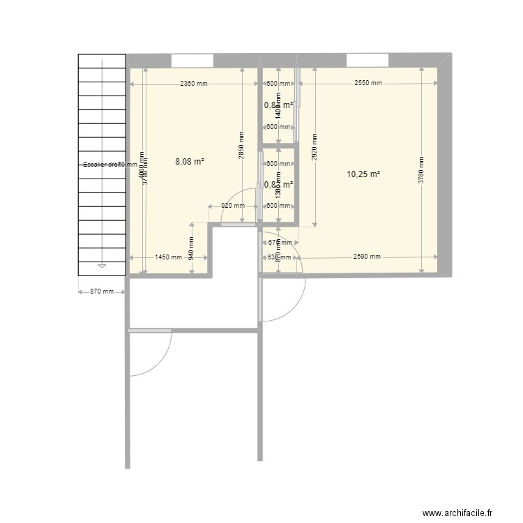 chambre mde THOUE propo1. Plan de 4 pièces et 20 m2