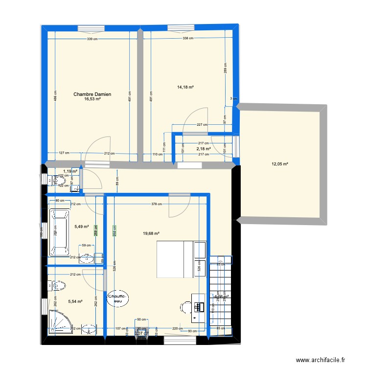 Etage  meublé 24 MAI 23 version 7. Plan de 18 pièces et 153 m2