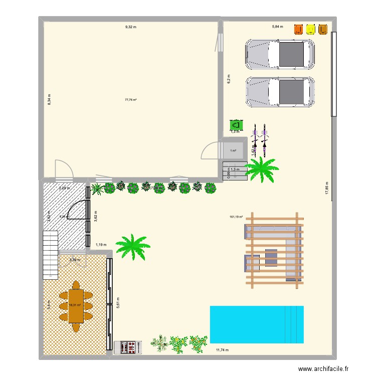 Port Louis. Plan de 5 pièces et 267 m2